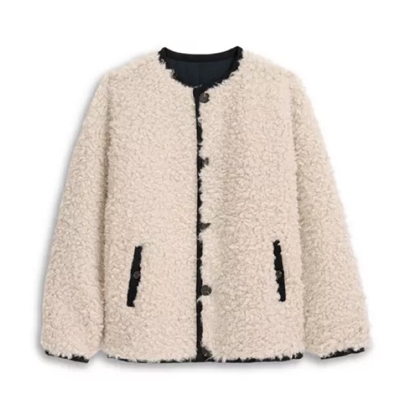 Alex Mill Reversible Polar Bear Jacket in Black/Cream, Size M - Picture 1 of 11